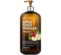 MAJESTIC PURE Champú de vinagre de sidra de manzana, restaura el brillo y reduce la picazón del cuero cabelludo, caspa y encrespamiento, sin sulfatos, para todo tipo de cabello, hombres y mujeres, 16