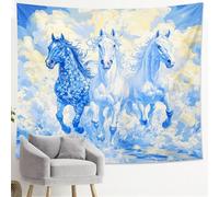 Majestic - Tapiz de caballos azules, para colgar en la pared, diseño de nube etérea, estética de animales salvajes para sala de estar, dormitorio, dormitorio, arte decorativo para habitación, 101 x