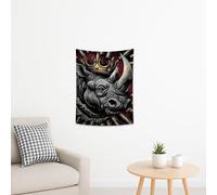 Majestic - Tapiz de rinoceronte, arte de pared negro y dorado, decoración estética animal para dormitorio, sala de estar y oficina, pieza para estilo del hogar, 76 x 101 cm