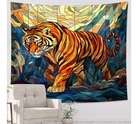 Majestic - Tapiz de tigre naranja, animal abstracto decorativo para colgar en la pared, tapices vibrantes estéticos para sala de estar, dormitorio, decoración bohemia de 50 x 60 pulgadas