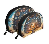 Majestic Tree of Life - Bolsas de maquillaje con estampado de árbol de la vida, bolsa de aseo portátil de viaje de 2 piezas, White, Talla única