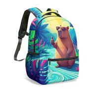 Majestic Waterfall & Hummingbirds - Mochila con gafas de sol en hoja de loto de 16 pulgadas con estampado gráfico 3D vívido para niños, escuela, selva, tropical, floral, novedad, 05., L, Casual