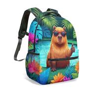 Majestic Waterfall & Hummingbirds - Mochila con gafas de sol en hoja de loto de 16 pulgadas con estampado gráfico 3D vívido para niños, escuela, selva, tropical, floral, novedad, 06., L, Casual