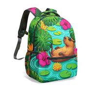 Majestic Waterfall & Hummingbirds - Mochila con gafas de sol en hoja de loto de 16 pulgadas con estampado gráfico 3D vívido para niños, escuela, selva, tropical, floral, novedad, 04., L, Casual