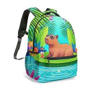 Majestic Waterfall & Hummingbirds - Mochila con gafas de sol en hoja de loto de 16 pulgadas con estampado gráfico 3D vívido para niños, escuela, selva, tropical, floral, novedad, 02., L, Casual