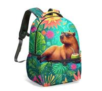 Majestic Waterfall & Hummingbirds - Mochila con gafas de sol en hoja de loto de 16 pulgadas con estampado gráfico 3D vívido para niños, escuela, selva, tropical, floral, novedad, 13, L, Casual
