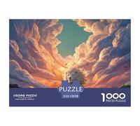 Majestic White Wild Animal with Flames 1000 Pcs Ökopapier Puzzle Lions Under The Sunset Lebendige Bilder Familienspiel Puzzles Für Erwachsene Und Kinder 52x38cm/1000pcs