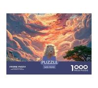 Majestic White Wild Animal with Flames 1000 Pcs Ökopapier Puzzle Lions Under The Sunset Stressabbau Familienspiel Puzzles Als Wohnaccessoires 70x50cm/1000pcs