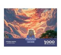 Majestic White Wild Animal with Flames 1000 Stück Ökopapier Puzzle Lions Under The Sunset Stressabbau Familienspiel Puzzles Für Erwachsene Und Kinder 52x38cm/1000pcs