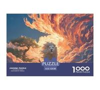 Majestic White Wild Animal with Flames 1000 Stück Ökopapier Puzzle Lions Under The Sunset Stressabbau Familienspiel Puzzles Für Erwachsene Und Kinder 52x38cm/1000pcs