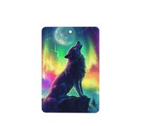 Majestic Wolf Howls At The Moon - Ambientadores para coche, 4 unidades, tarjetas perfumadas colgantes, tarjetas perfumadas para coche, tabletas de aromaterapia