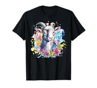 Majestuosa cabra con acentos florales Camiseta