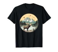 Majestuosa escena de montaña alce arte de vida silvestre Camiseta