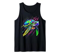 Majestuosa Tortuga de Colores Brillantes Nadando en un diseño de mar Camiseta sin Mangas