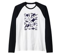 Majestuosas Orcas y Compañeros del Océano Camiseta Manga Raglan