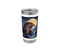 Majestuoso Águila Bajo la Luz De La Luna Cielo Naturaleza Vaso térmico de acero inoxidable de doble pared