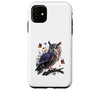 Majestuoso búho con mariposas y flores Carcasa para iPhone 11