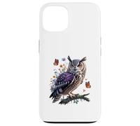 Majestuoso búho con mariposas y flores Carcasa para iPhone 13