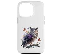 Majestuoso búho con mariposas y flores Carcasa para iPhone 13 Pro
