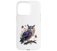 Majestuoso búho con mariposas y flores Carcasa para iPhone 15 Pro Max