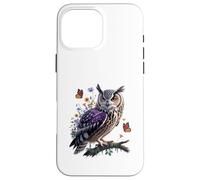 Majestuoso búho con mariposas y flores Carcasa para iPhone 16 Pro Max