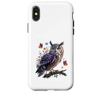 Majestuoso búho con mariposas y flores Carcasa para iPhone X/XS
