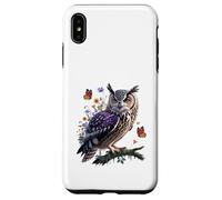 Majestuoso búho con mariposas y flores Carcasa para iPhone XS Max
