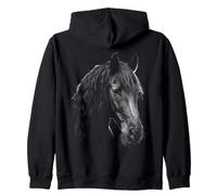 Majestuoso Caballo Frisón Cara Granja Ganado Animal Caballo Sudadera con Capucha