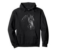 Majestuoso Caballo Frisón Cara Granja Ganado Animal Caballo Sudadera con Capucha