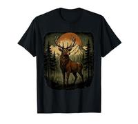 Majestuoso Ciervo Alce Bosque Montañas Atardecer Natur Camiseta