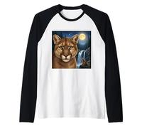Majestuoso Cogar Bajo la Luz De La Luna Cielo Naturaleza Escena Camiseta Manga Raglan