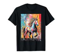 Majestuoso diseño Abstracto de Salpicaduras de Pintura de Unicornio Camiseta