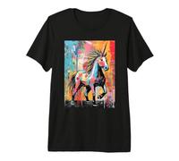 Majestuoso diseño Abstracto de Salpicaduras de Pintura de Unicornio Camiseta Premium