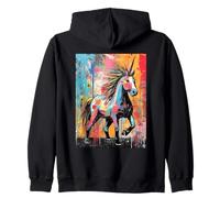Majestuoso diseño Abstracto de Salpicaduras de Pintura de Unicornio Sudadera con Capucha