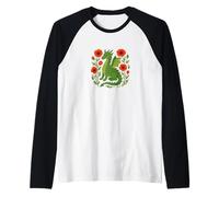 Majestuoso dragón Rojo con diseño de Flor de Amapola Brillante Camiseta Manga Raglan