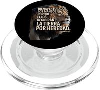 Majestuoso león con Cita de fe española - Mateo 5:5 PopSockets PopGrip para MagSafe