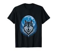 Majestuoso lobo bajo luna llena arte para amantes de la naturaleza Camiseta
