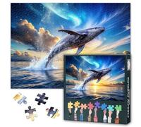 Majestuoso rompecabezas de ballenas, 1000 piezas, salto del océano, 50 x 70 cm, gran formato, puzle premium para salón y dormitorio