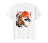 Majestuoso Tigre Japonés Coraje Arte Fuji Sakura Camiseta