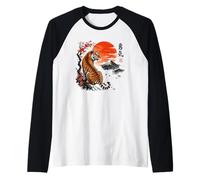 Majestuoso Tigre Japonés Coraje Arte Fuji Sakura Camiseta Manga Raglan