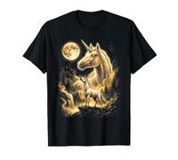Majestuoso Unicornio Cascada Fantasía Moonlit Camiseta