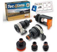 MaJoCompTec® ALLCONNECT Juego de conectores universales para grifos, conector ajustable para grifo exterior sin rosca, para caravanas, autocaravanas y barcos (juego de llenado de agua)