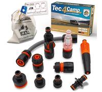 MaJoCompTec® CONNECT-30 Juego de filtros de agua para autocaravanas, boquilla de llenado de agua para caravana, accesorios para tapa de depósito, conector de manguera compatible con Gardena (juego de