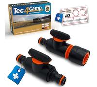 MaJoCompTec® DUOCONTROL Juego de válvula de cierre | Válvula de bola para cortar el agua con acoplamiento de manguera | para manguera de jardín, aspersor de césped, pistola de agua, dispositivos