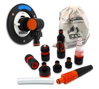 MaJoCompTec® WATERTWIN Adaptador de tanque de filtro de agua y juego de contador | Accesorio de tapa de tanque de agua para autocaravana | Adaptador de boquilla compatible con Gardena | Tipo 3 pines