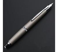 Majohn A1 Pluma estilográfica retráctil con caja, punta extrafina, metal, blanco con rayas, lápiz de tinta con convertidor, set de escritura (con versión de clip)