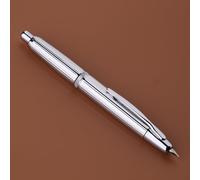 Majohn A1 Pluma estilográfica retráctil, punta extra fina con estuche, tira plateada, lápiz de tinta de metal con conversor, set de escritura (con versión de clip)