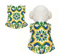 Majolica Pottery S - Ropa para mascotas para perros pequeños, bonito traje de verano para cachorros, ropa suave y transpirable para mascotas para gatos