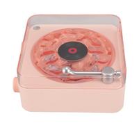 MAJONMMERD Altavoz Bluetooth Estilo Tocadiscos, Reloj Despertador con Pantalla, Parlante Mini Portátil 3 en 1, Luz Nocturna con Graves Potentes para Dormitorio Oficina (Pink)