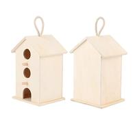 MAJONMMERD Casa para Pájaros Colgante Nidos de Pájaros de Madera 11 X 11 X 18,8 Cm Caja de Cría de Nueces con Percha y Cuerda Colgante para Jardín Al Aire Libre Balcón Nido de Descanso para Loros